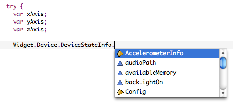 Screenshot: Code Completion for JIL Widgets