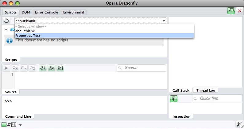 Screenshot 3: Opera Dragonfly - Select Widget