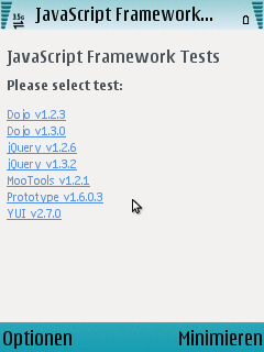 Screenshot 1: Mobile Framework Tests - Menu