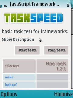 Screenshot 2: Mobile Framework Tests 2 - Loaded TaskSpeed Suite